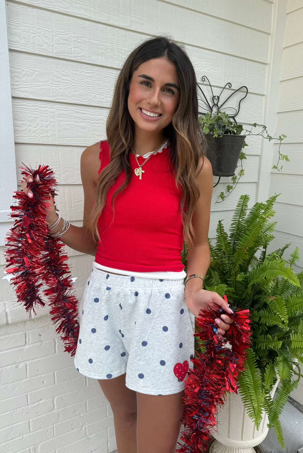 Polka Dot Heart Patch Shorts