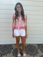 The Rosie Floral Eyelet Flowy Blouse