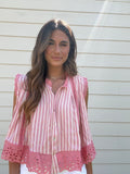 The Rosie Floral Eyelet Flowy Blouse
