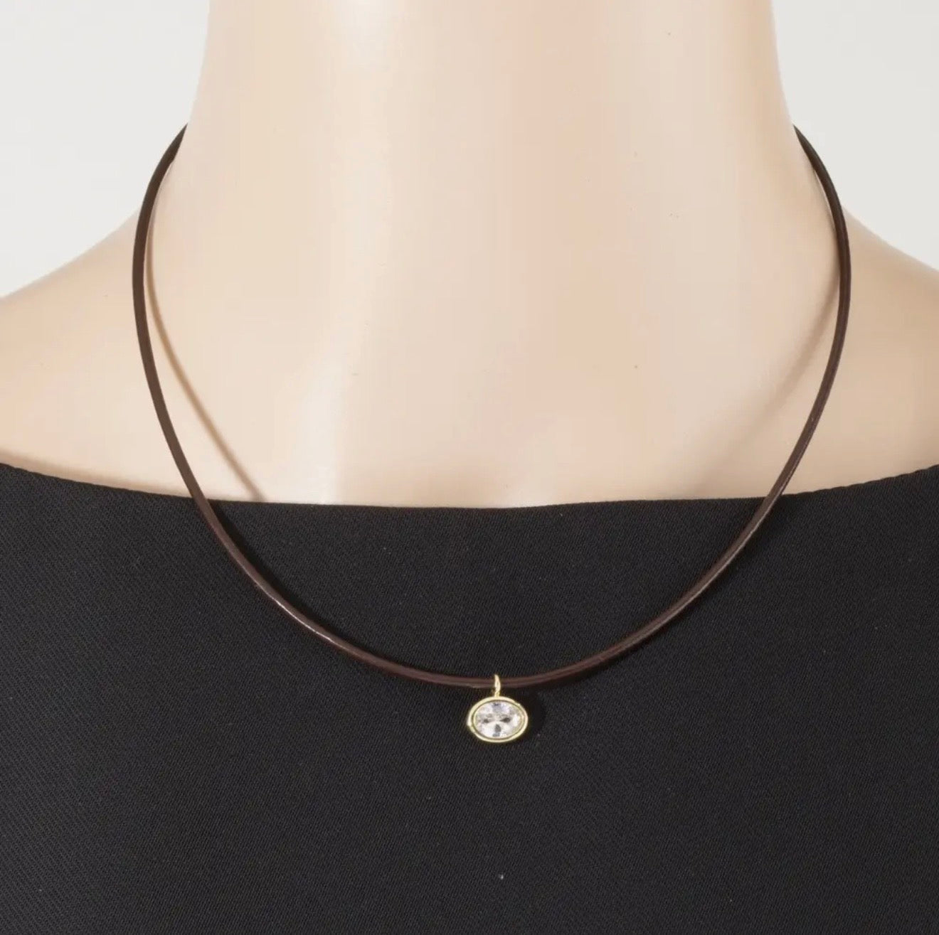 Oval Bezel Pendant Necklace