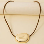 Chunky Gold Ova Pendant Necklace
