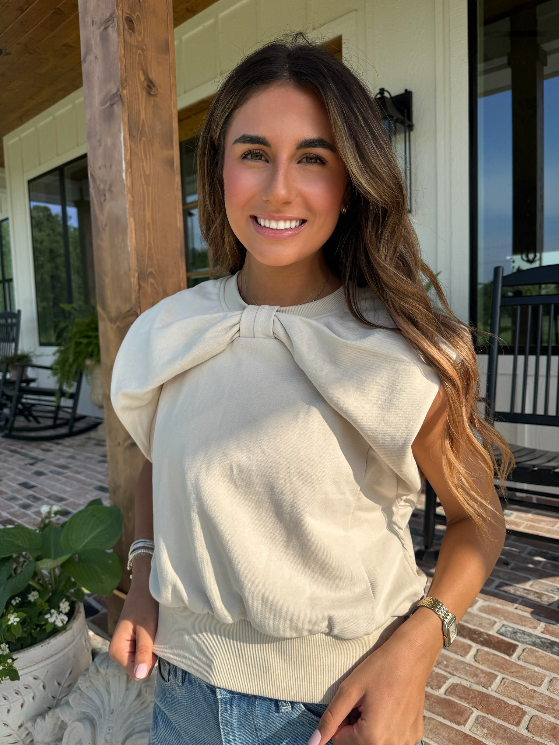 The Harper Knit Top - Beige