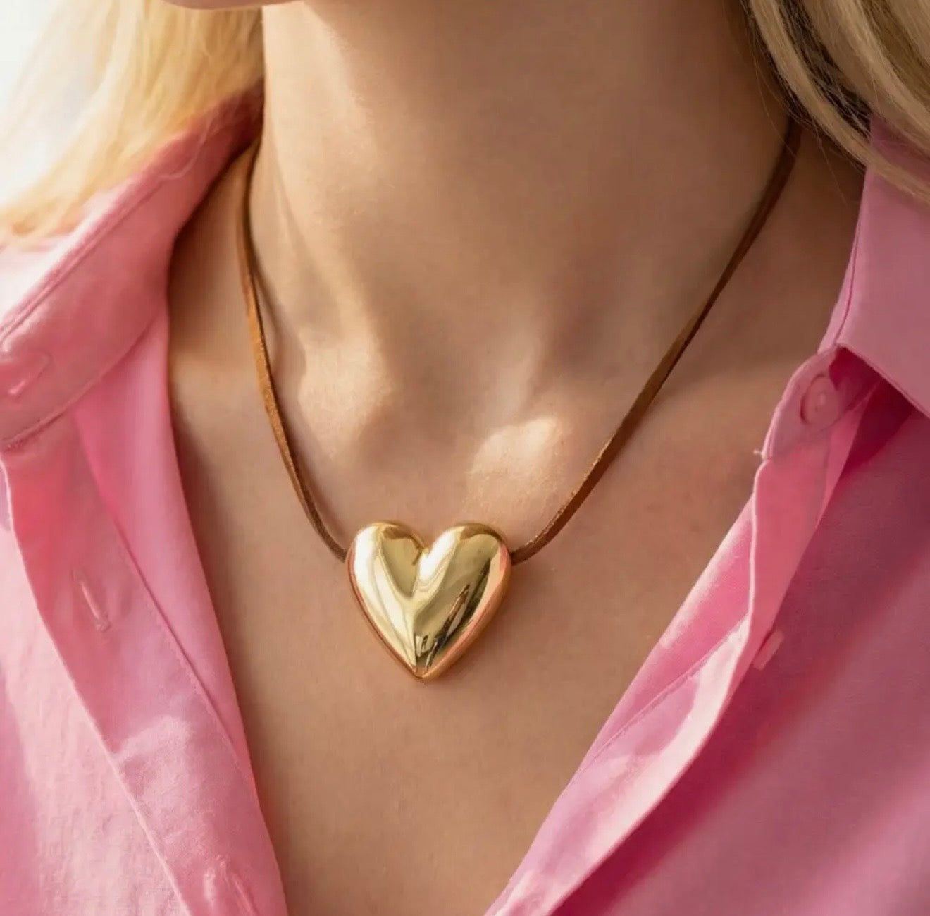 Large Heart Pendant Adjustable Necklace