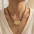 Chunky Gold Ova Pendant Necklace