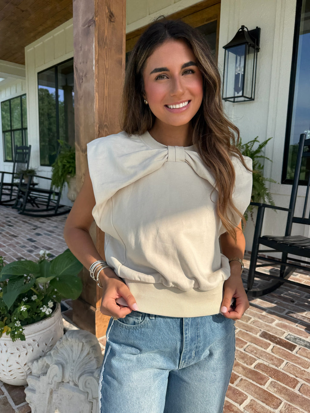 The Harper Knit Top - Beige