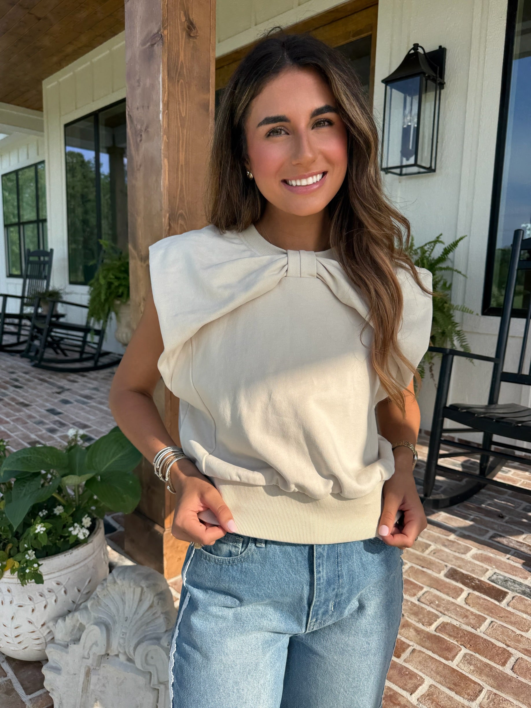The Harper Knit Top - Beige