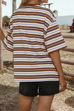 Brown & Blue Striped Tee